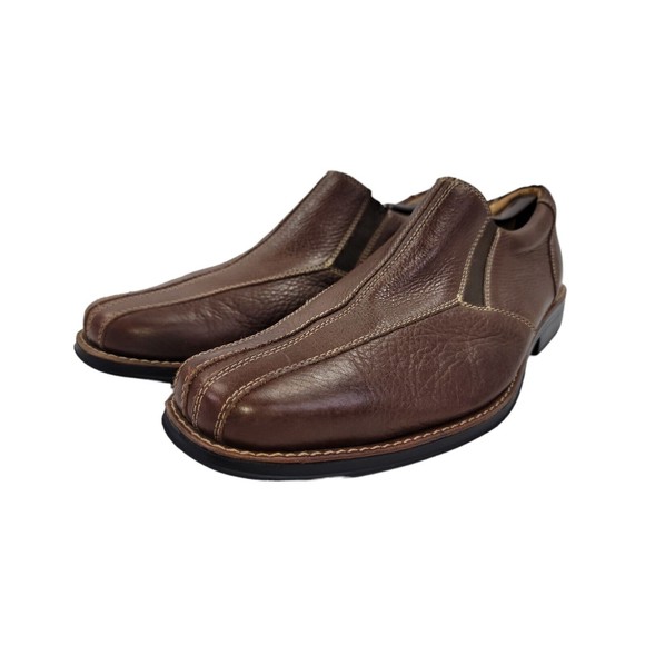 Sandro Moscoloni Men’s Brown Pebbled Leather Loafer Slip-ons Size 14 D - Picture 2 of 11